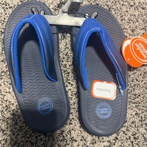Wonder Nation Flip Flops Kids 11-12 Blue New Water Friendly Sport Thong Sandals‎